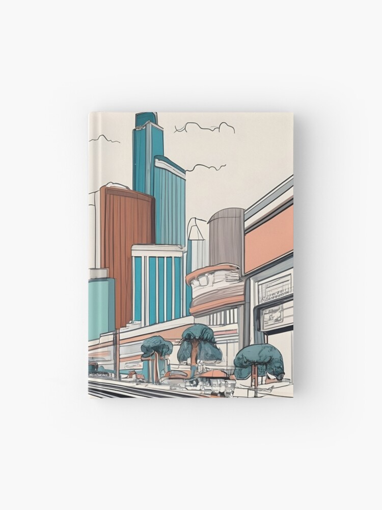 Thumbnail 1 of 3, Journal, Las Vegas Skyline Minimalistic Drawing designed and sold by Patricks-Art.