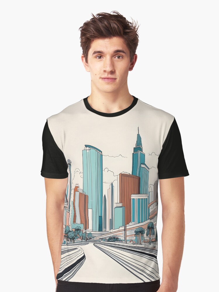 Thumbnail 1 of 5, Graphic T-Shirt, Las Vegas Skyline Minimalistic Drawing designed and sold by Patricks-Art.