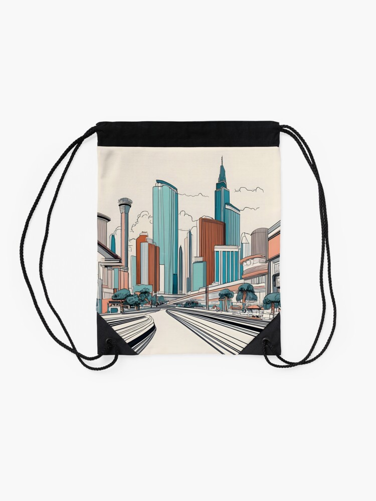 Thumbnail 2 of 3, Drawstring Bag, Las Vegas Skyline Minimalistic Drawing designed and sold by Patricks-Art.