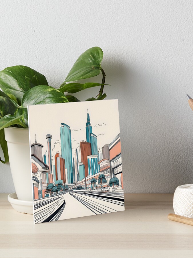 Thumbnail 1 of 2, Art Board Print, Las Vegas Skyline Minimalistic Drawing designed and sold by Patricks-Art.