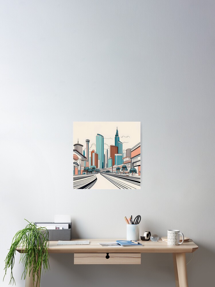 Thumbnail 2 of 3, Poster, Las Vegas Skyline Minimalistic Drawing designed and sold by Patricks-Art.