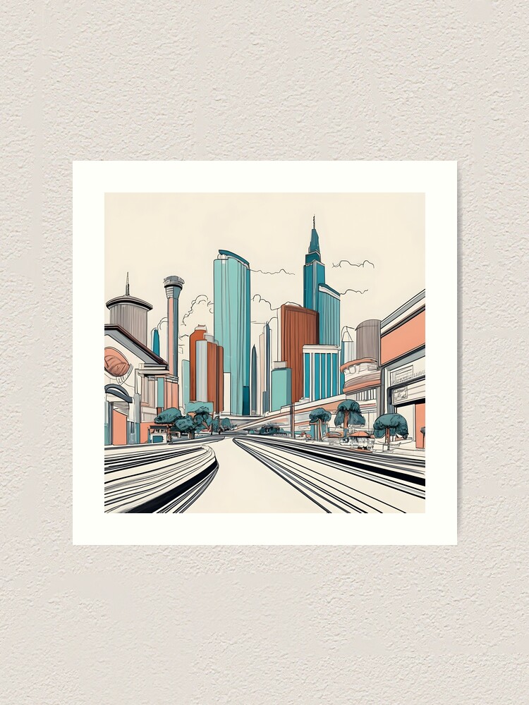 Thumbnail 1 of 3, Art Print, Las Vegas Skyline Minimalistic Drawing designed and sold by Patricks-Art.