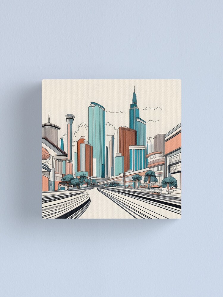 Thumbnail 1 of 3, Canvas Print, Las Vegas Skyline Minimalistic Drawing designed and sold by Patricks-Art.