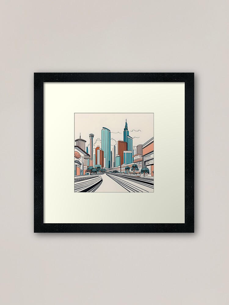 Thumbnail 1 of 7, Framed Art Print, Las Vegas Skyline Minimalistic Drawing designed and sold by Patricks-Art.