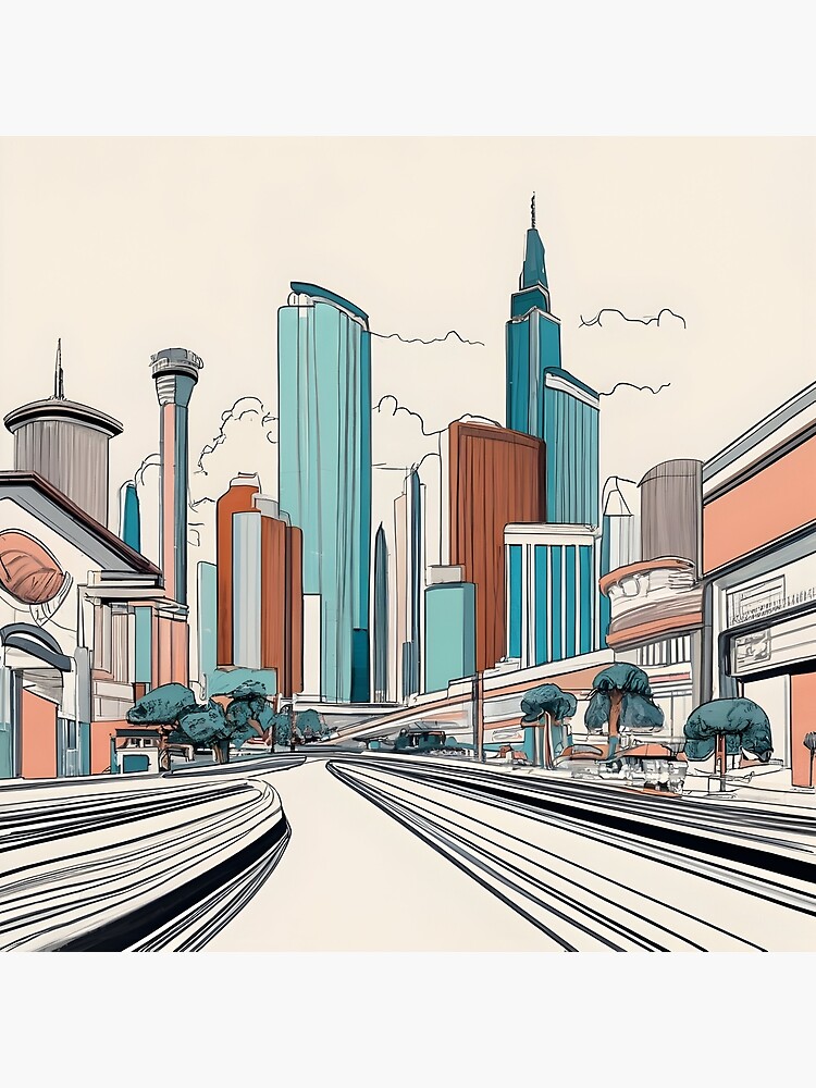 Thumbnail 3 of 3, Poster, Las Vegas Skyline Minimalistic Drawing designed and sold by Patricks-Art.