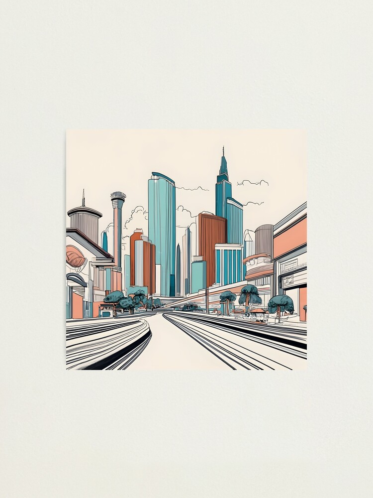 Thumbnail 1 of 3, Photographic Print, Las Vegas Skyline Minimalistic Drawing designed and sold by Patricks-Art.