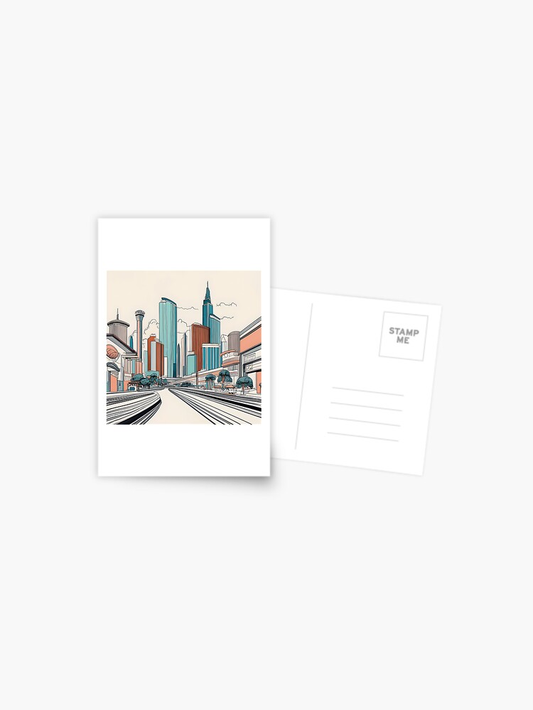 Thumbnail 1 of 2, Postcard, Las Vegas Skyline Minimalistic Drawing designed and sold by Patricks-Art.