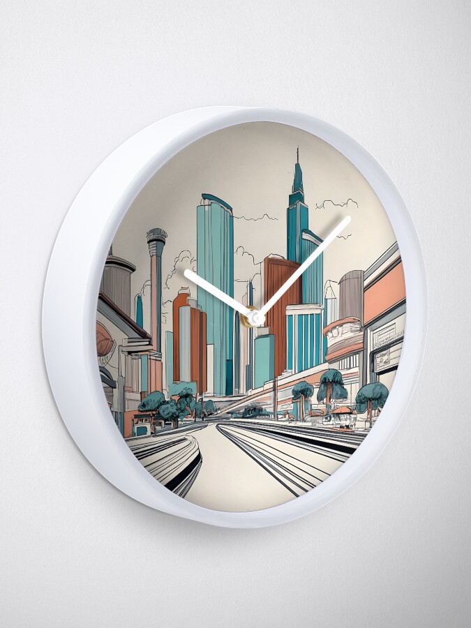 Thumbnail 1 of 4, Clock, Las Vegas Skyline Minimalistic Drawing designed and sold by Patricks-Art.