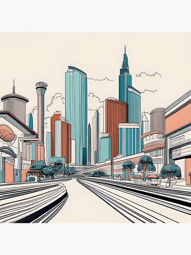 Thumbnail 4 of 4, Clock, Las Vegas Skyline Minimalistic Drawing designed and sold by Patricks-Art.