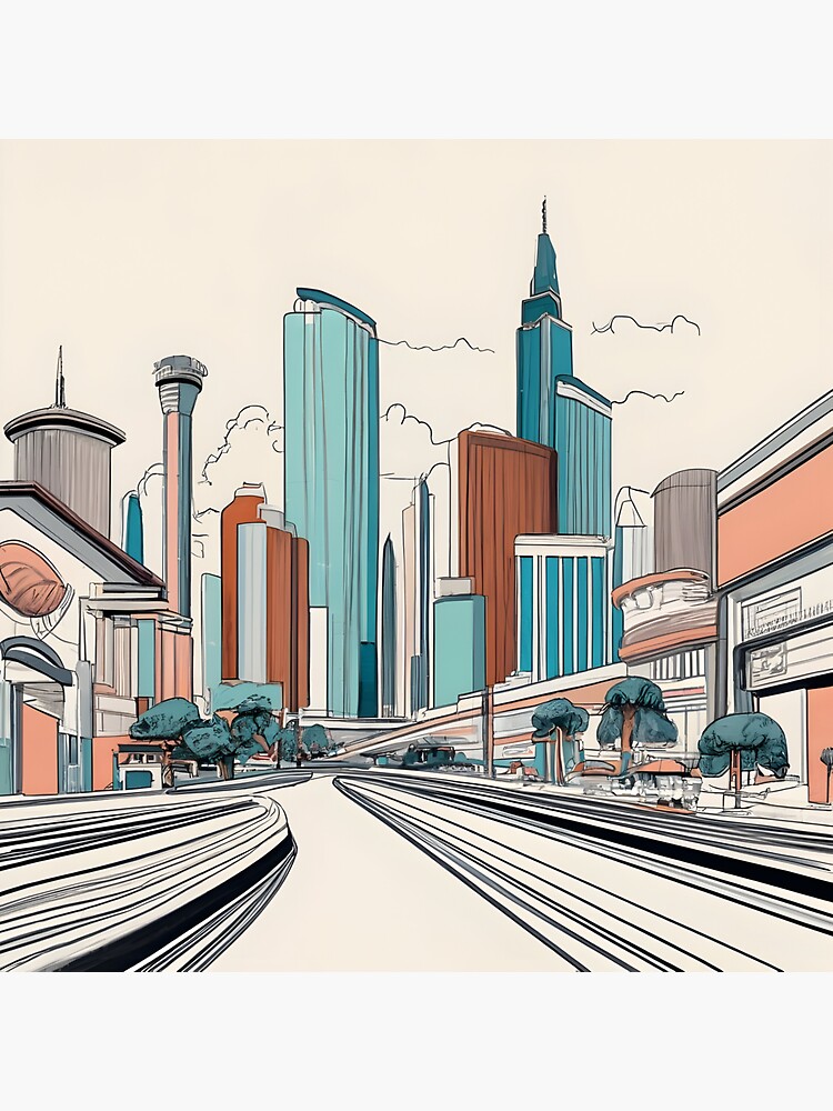 Thumbnail 4 of 4, Sticker, Las Vegas Skyline Minimalistic Drawing designed and sold by Patricks-Art.