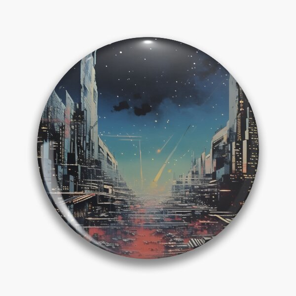 Item preview, Paisaje de ciudad futurista y cielo cósmico y estrellas brillantes designed and sold by Je-we.