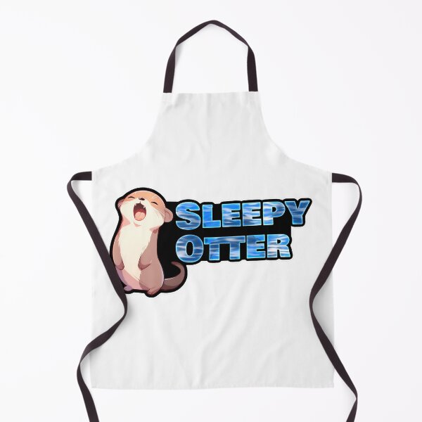 Item preview, Sleepy Otter Laptop Sticker with Black Background and Watery Text by Zeesdesign on Redbubble designed and sold by ZEESDESIGN.