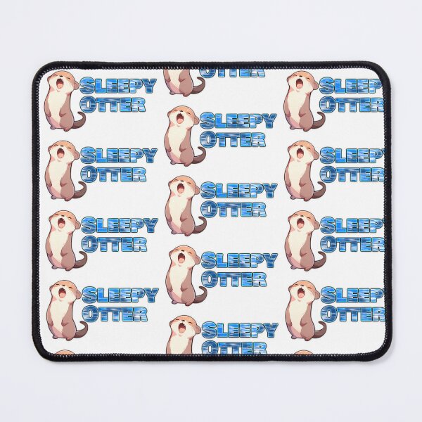 Item preview, Sleepy Otter Laptop Sticker with White Background and Watery Text by Zeesdesign on Redbubble designed and sold by ZEESDESIGN.