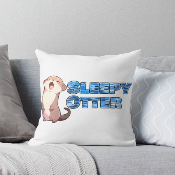 Item preview, Sleepy Otter Laptop Sticker with White Background and Watery Text by Zeesdesign on Redbubble designed and sold by ZEESDESIGN.