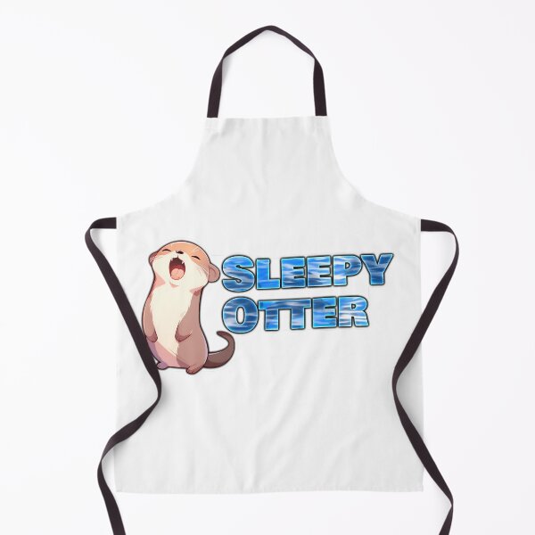 Item preview, Sleepy Otter Laptop Sticker with White Background and Watery Text by Zeesdesign on Redbubble designed and sold by ZEESDESIGN.