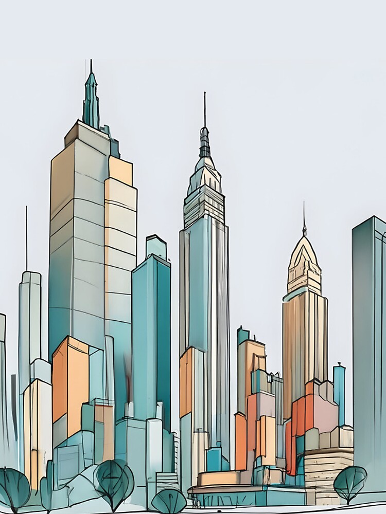 Thumbnail 4 of 4, iPhone Case, New York City Skyline Minimalistic Drawing designed and sold by Patricks-Art.