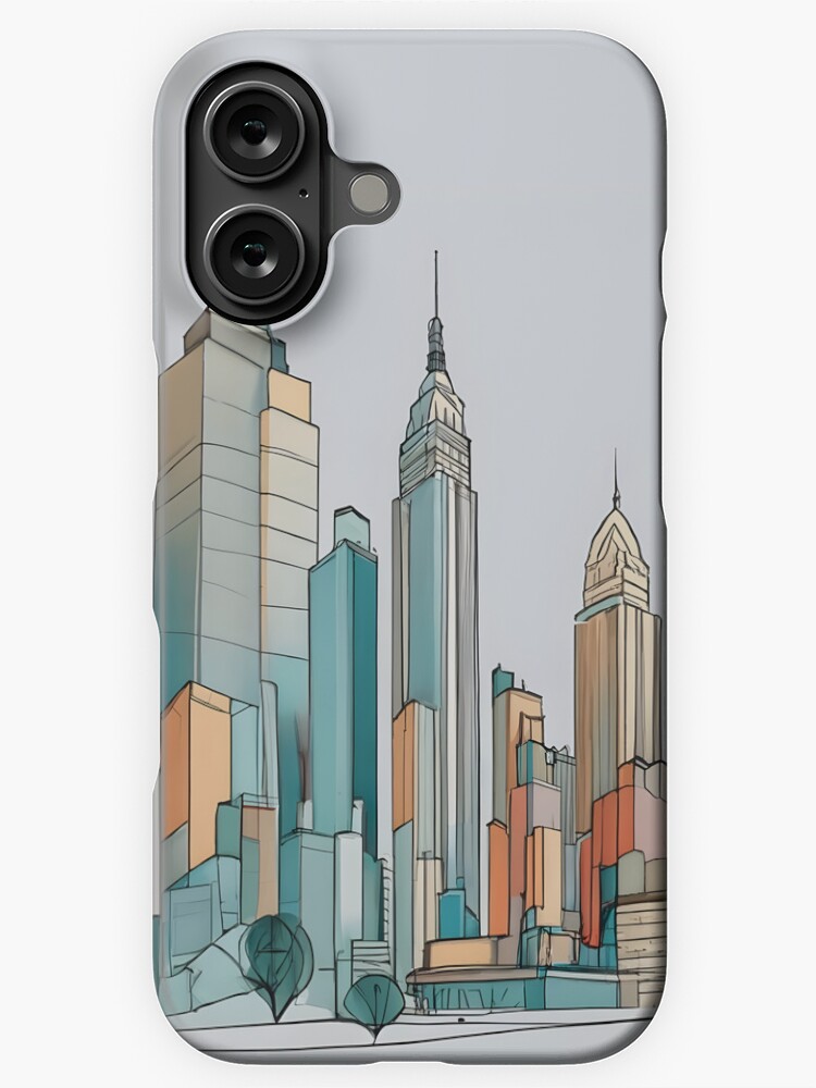 Thumbnail 1 of 4, iPhone Case, New York City Skyline Minimalistic Drawing designed and sold by Patricks-Art.