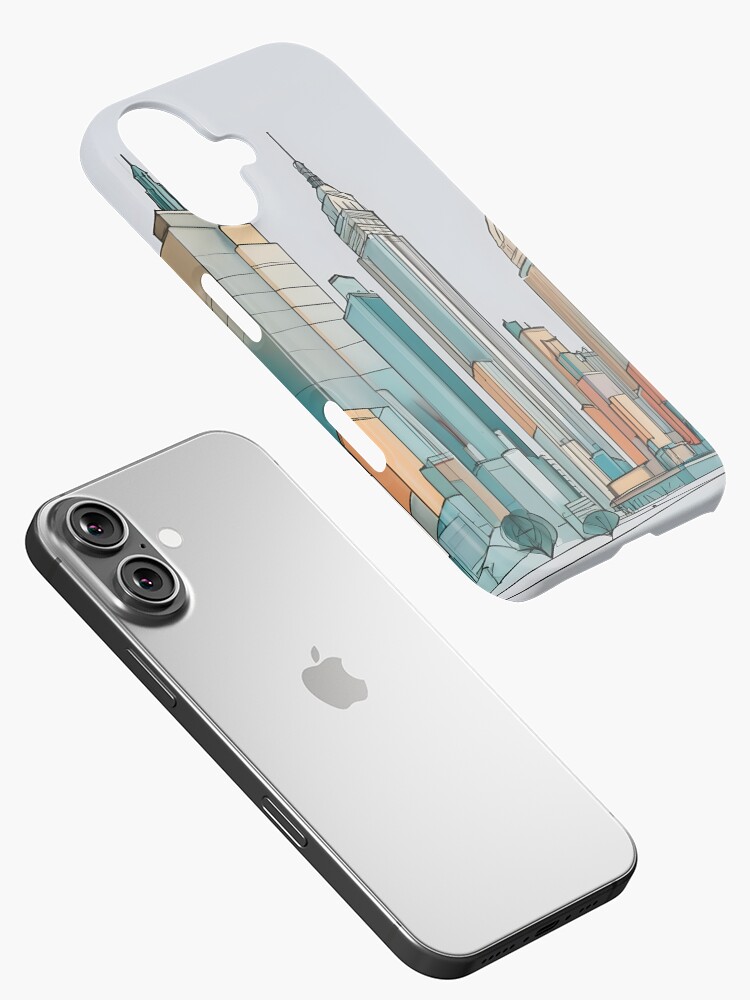 Thumbnail 2 of 4, iPhone Case, New York City Skyline Minimalistic Drawing designed and sold by Patricks-Art.