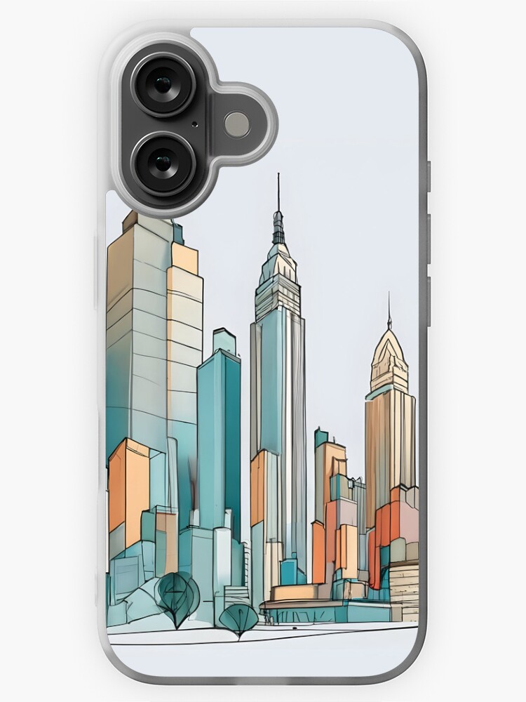Thumbnail 1 of 5, iPhone Case, New York City Skyline Minimalistic Drawing designed and sold by Patricks-Art.