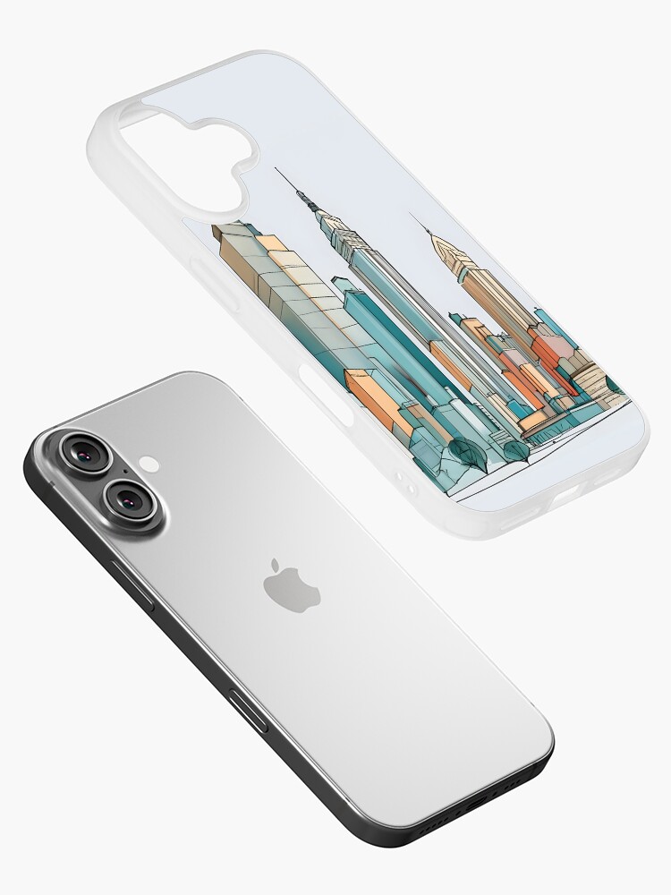 Thumbnail 2 of 5, iPhone Case, New York City Skyline Minimalistic Drawing designed and sold by Patricks-Art.