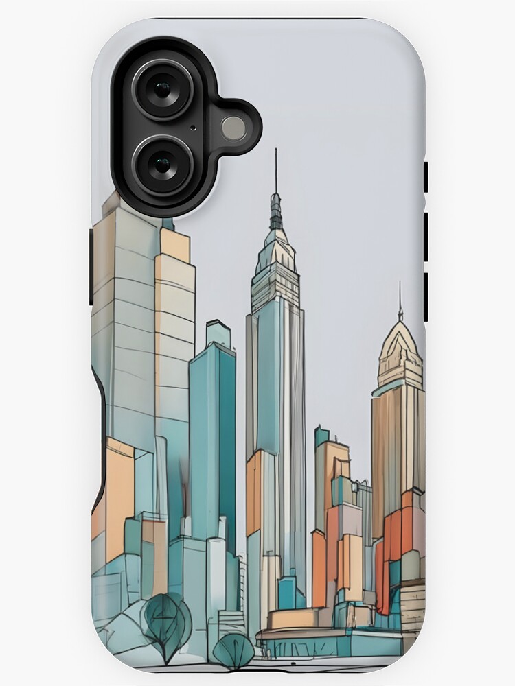 Thumbnail 1 of 4, iPhone Case, New York City Skyline Minimalistic Drawing designed and sold by Patricks-Art.