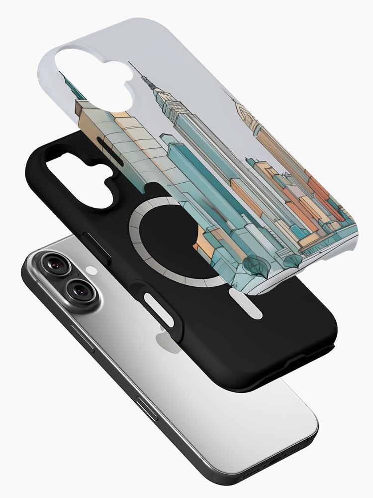 Thumbnail 2 of 4, iPhone Case, New York City Skyline Minimalistic Drawing designed and sold by Patricks-Art.
