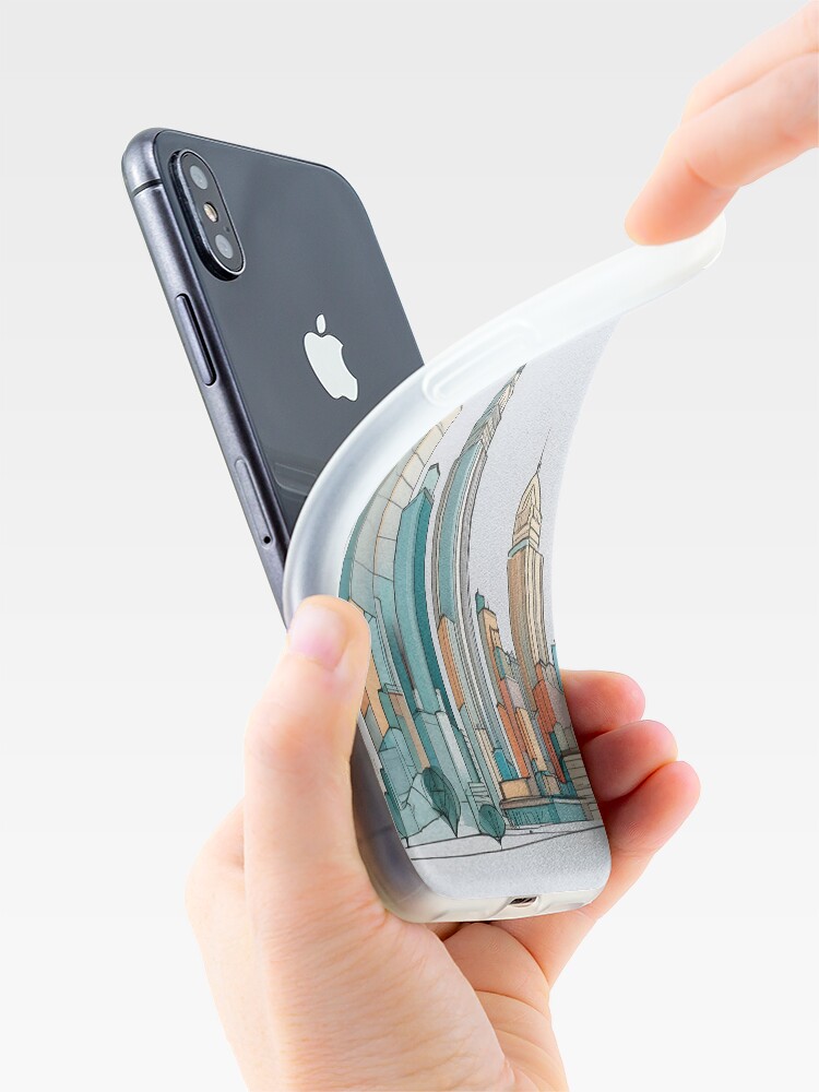 Thumbnail 4 of 5, iPhone Case, New York City Skyline Minimalistic Drawing designed and sold by Patricks-Art.