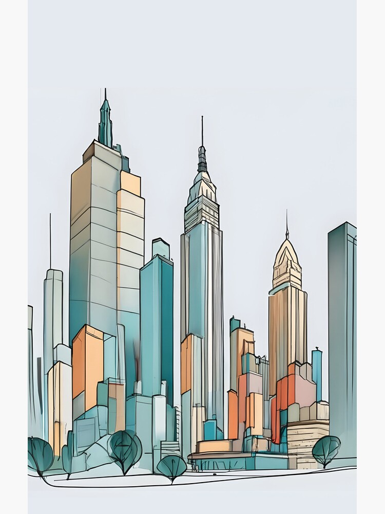 Thumbnail 4 of 4, Samsung Galaxy Phone Case, New York City Skyline Minimalistic Drawing designed and sold by Patricks-Art.