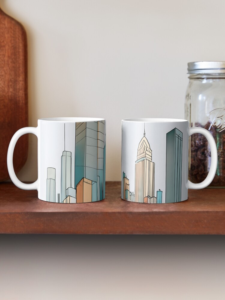 Thumbnail 2 of 6, Coffee Mug, New York City Skyline Minimalistic Drawing designed and sold by Patricks-Art.