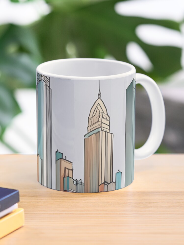 Thumbnail 1 of 6, Coffee Mug, New York City Skyline Minimalistic Drawing designed and sold by Patricks-Art.