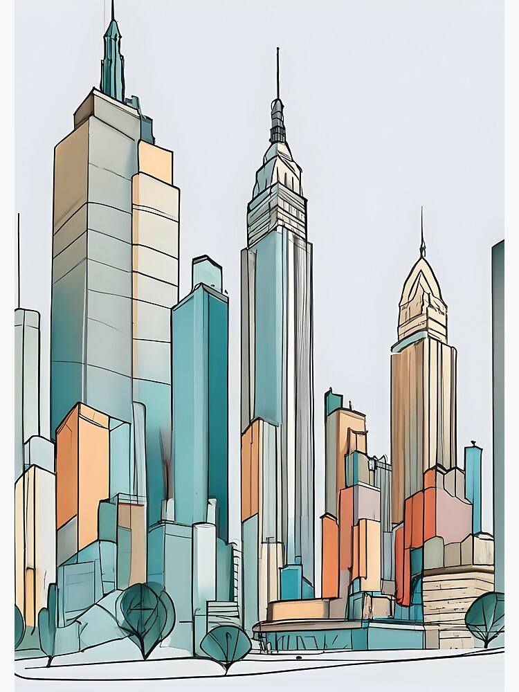 Thumbnail 3 of 3, Journal, New York City Skyline Minimalistic Drawing designed and sold by Patricks-Art.