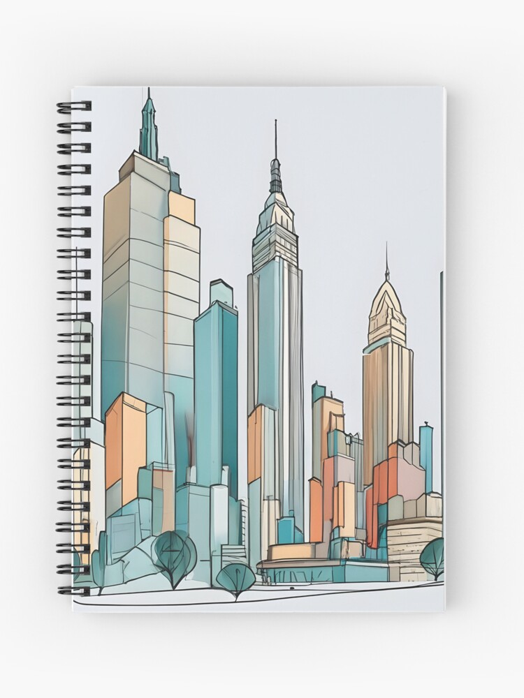 Thumbnail 1 of 3, Journal, New York City Skyline Minimalistic Drawing designed and sold by Patricks-Art.