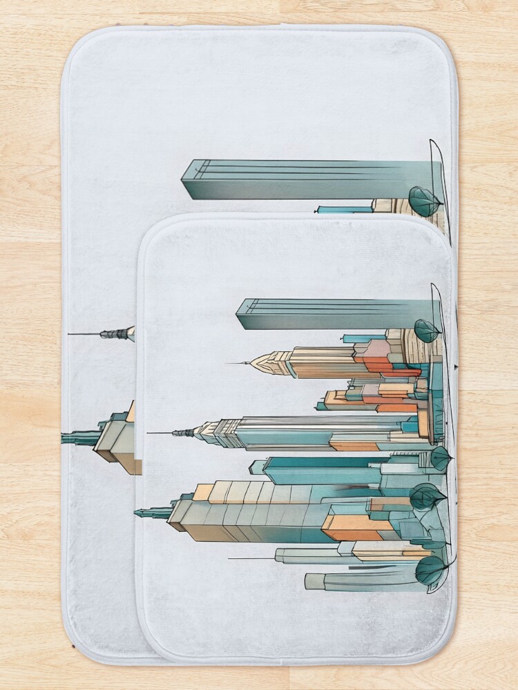 Thumbnail 5 of 6, Bath Mat, New York City Skyline Minimalistic Drawing designed and sold by Patricks-Art.
