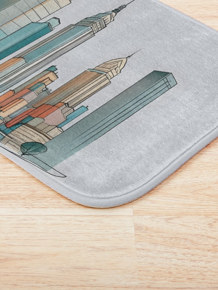 Thumbnail 3 of 6, Bath Mat, New York City Skyline Minimalistic Drawing designed and sold by Patricks-Art.