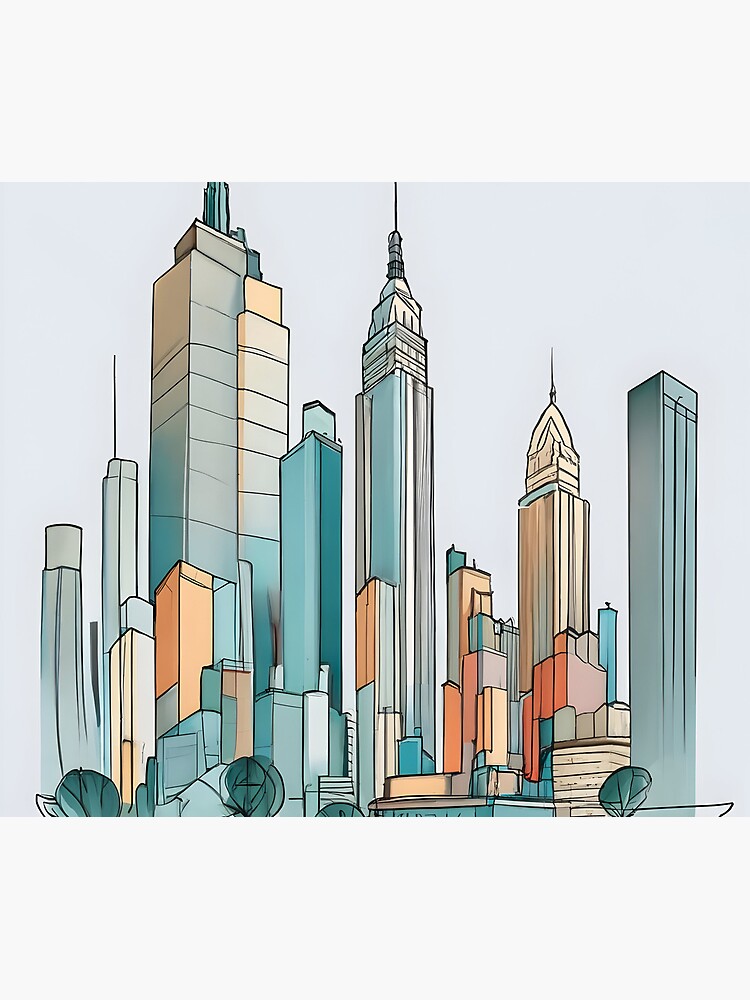 Thumbnail 5 of 5, Mouse Pad, New York City Skyline Minimalistic Drawing designed and sold by Patricks-Art.