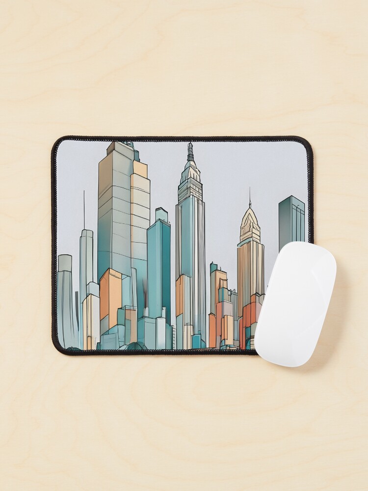 Thumbnail 1 of 5, Mouse Pad, New York City Skyline Minimalistic Drawing designed and sold by Patricks-Art.