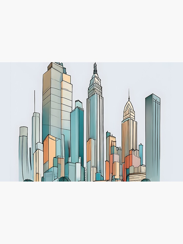 Thumbnail 2 of 2, Laptop Sleeve, New York City Skyline Minimalistic Drawing designed and sold by Patricks-Art.
