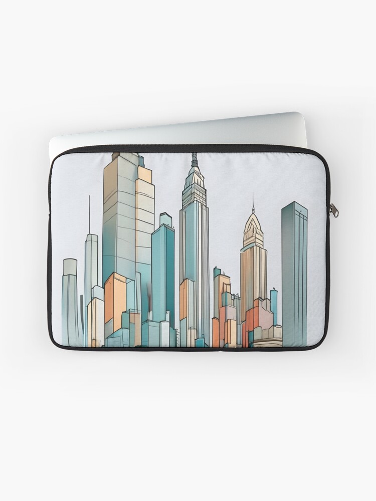 Thumbnail 1 of 2, Laptop Sleeve, New York City Skyline Minimalistic Drawing designed and sold by Patricks-Art.