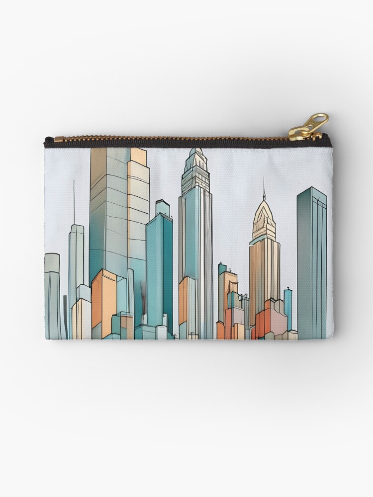 Thumbnail 1 of 4, Zipper Pouch, New York City Skyline Minimalistic Drawing designed and sold by Patricks-Art.