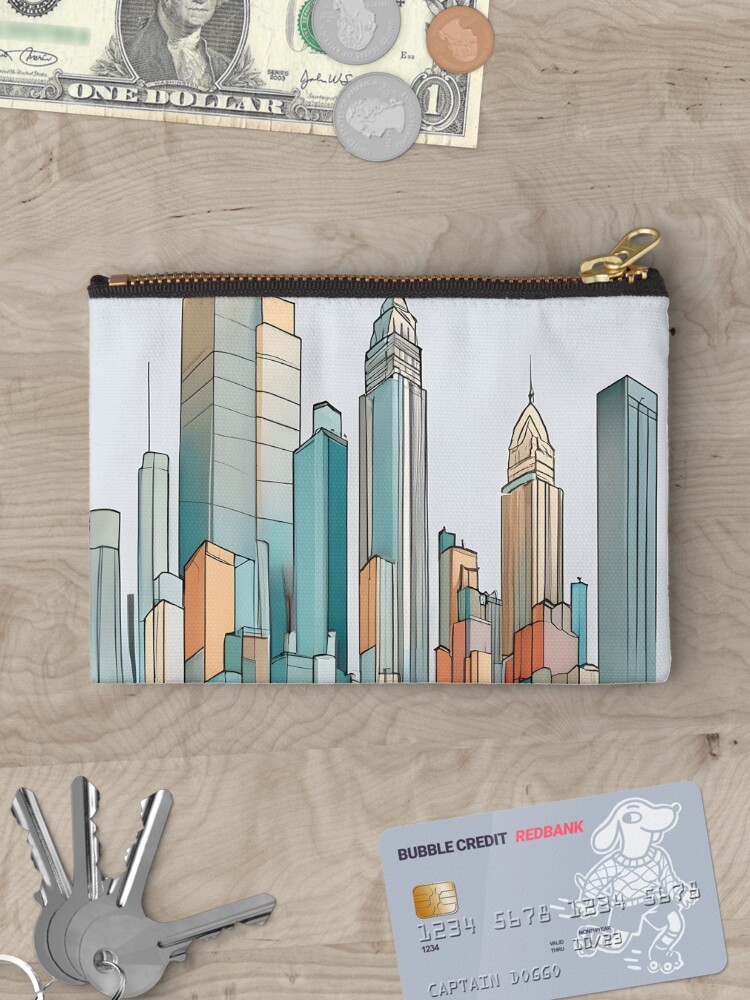 Thumbnail 3 of 4, Zipper Pouch, New York City Skyline Minimalistic Drawing designed and sold by Patricks-Art.
