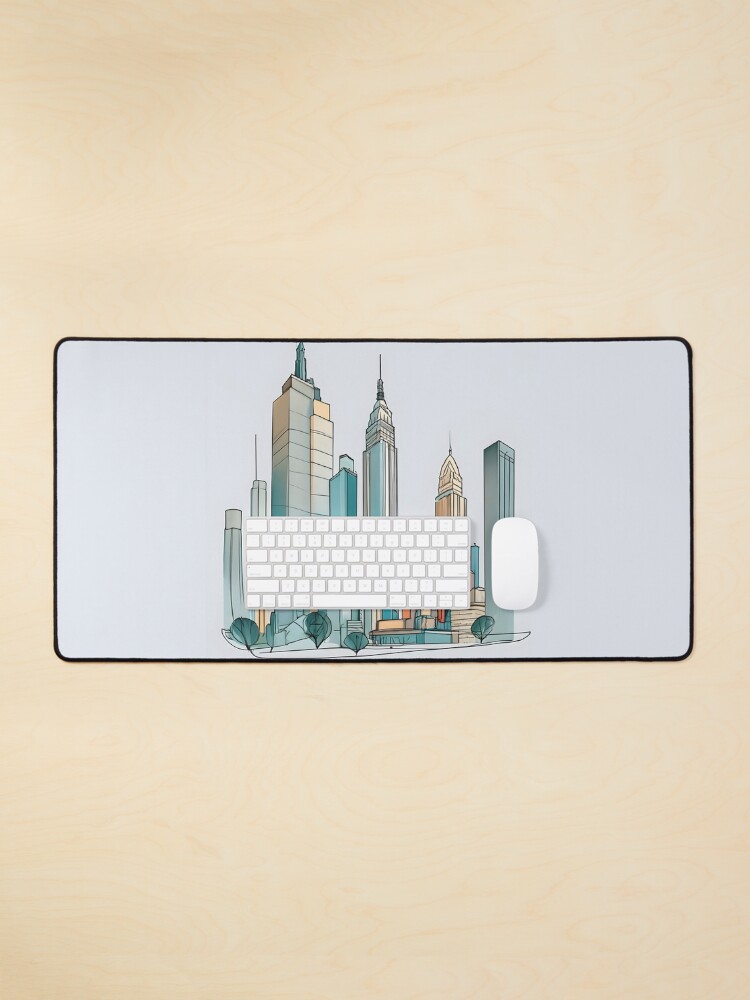 Thumbnail 1 of 5, Mouse Pad, New York City Skyline Minimalistic Drawing designed and sold by Patricks-Art.