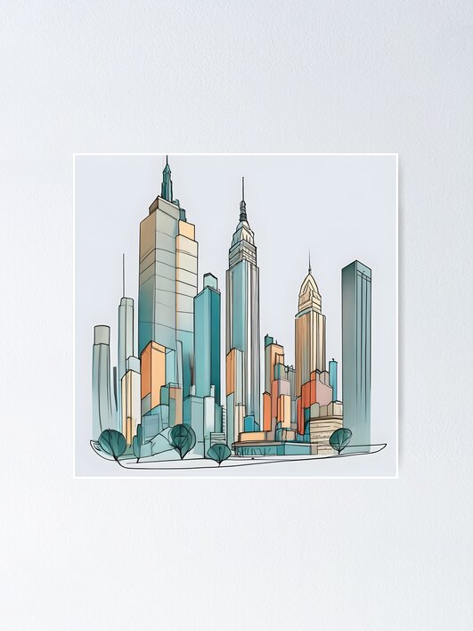 Thumbnail 1 of 3, Poster, New York City Skyline Minimalistic Drawing designed and sold by Patricks-Art.