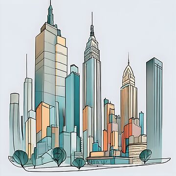Artwork thumbnail, New York City Skyline Minimalistic Drawing by Patricks-Art