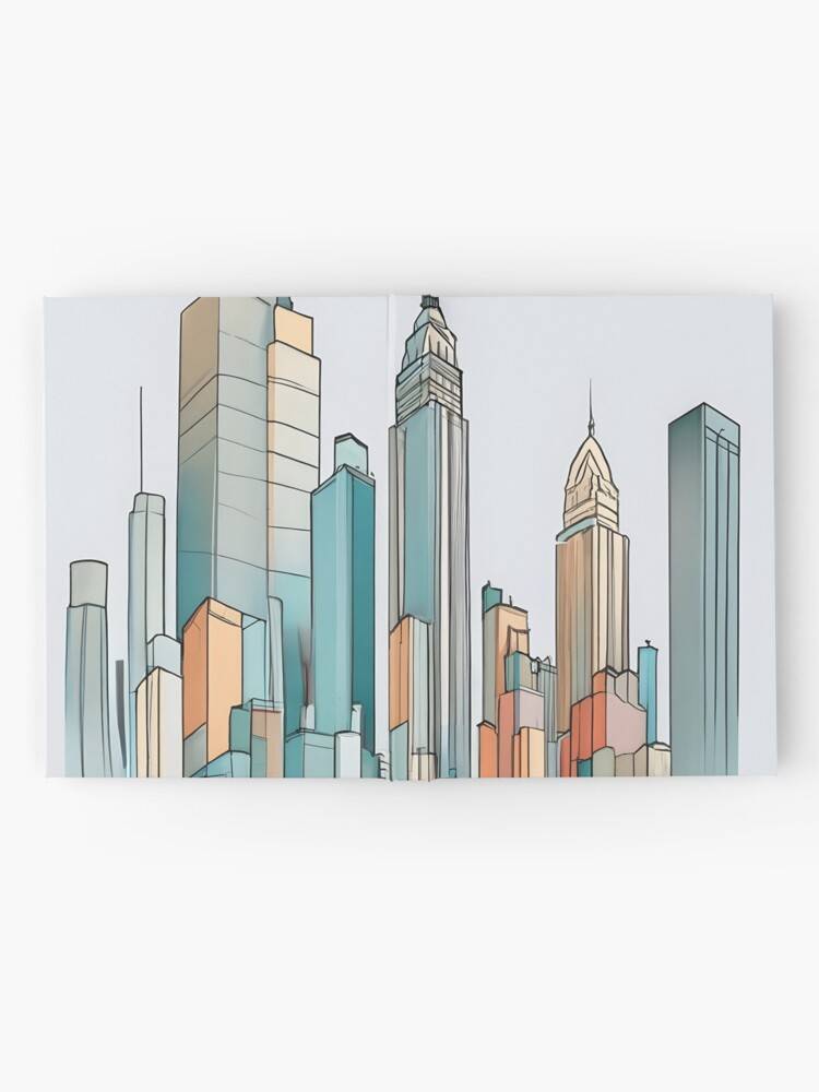Thumbnail 2 of 3, Journal, New York City Skyline Minimalistic Drawing designed and sold by Patricks-Art.