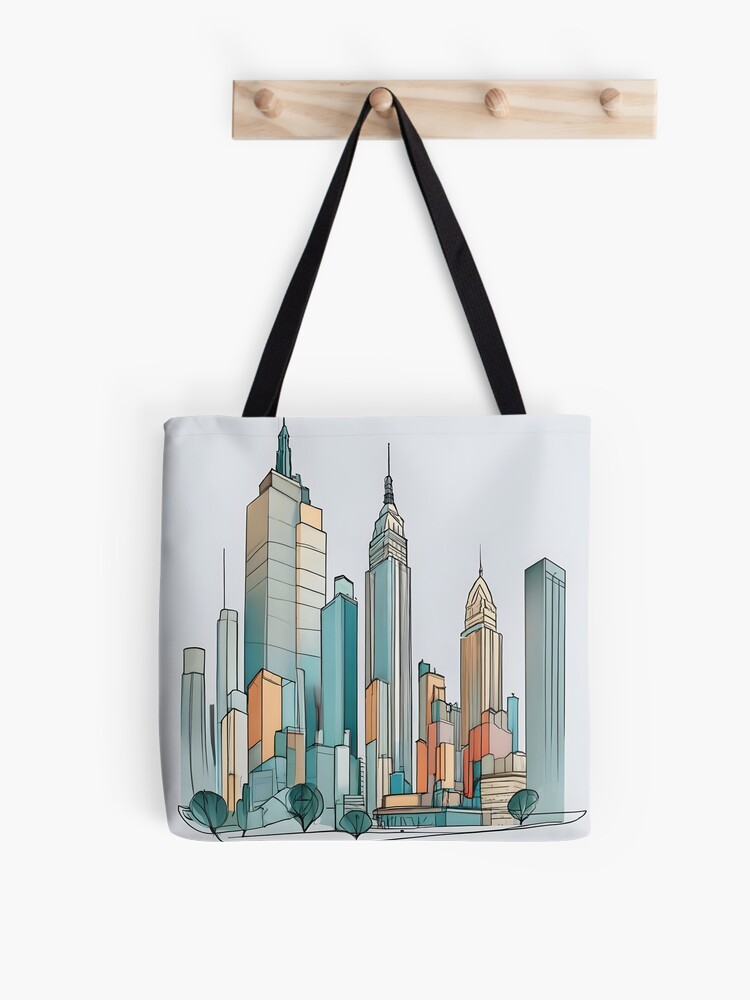 Thumbnail 1 of 2, Tote Bag, New York City Skyline Minimalistic Drawing designed and sold by Patricks-Art.