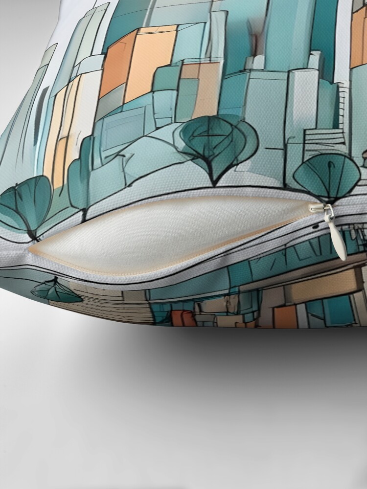 Thumbnail 2 of 4, Pillow, New York City Skyline Minimalistic Drawing designed and sold by Patricks-Art.