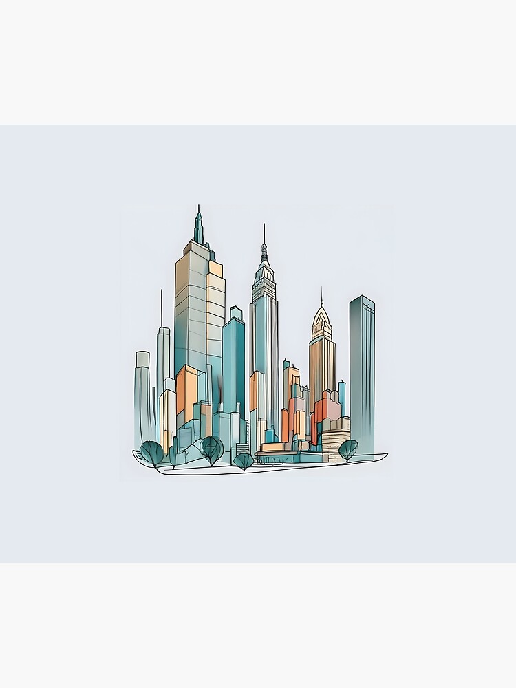 Thumbnail 5 of 5, Shower Curtain, New York City Skyline Minimalistic Drawing designed and sold by Patricks-Art.