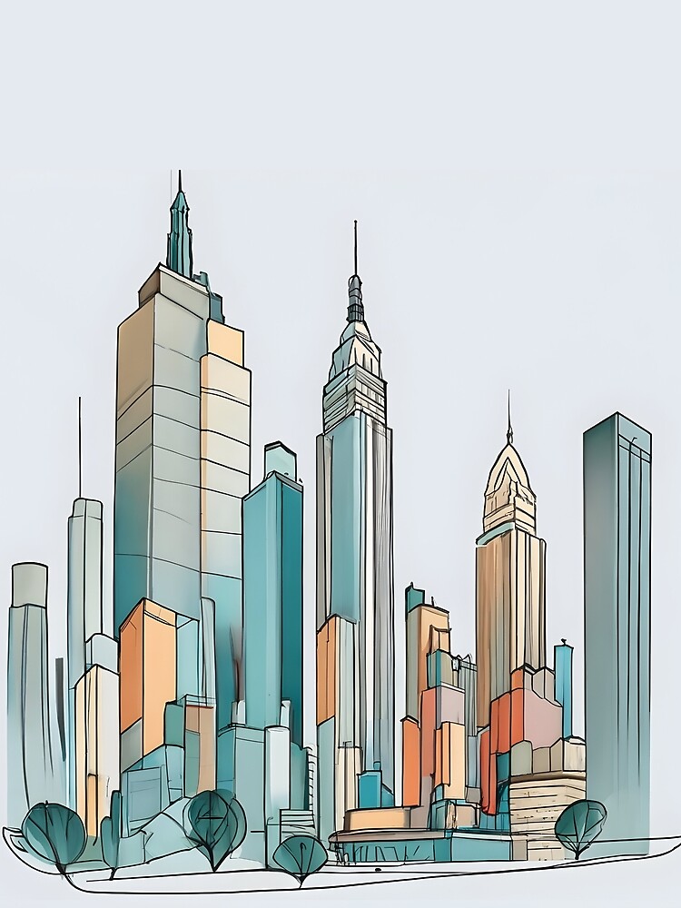Thumbnail 5 of 5, Graphic T-Shirt, New York City Skyline Minimalistic Drawing designed and sold by Patricks-Art.