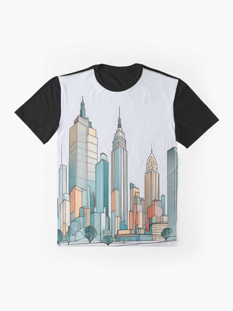 Thumbnail 4 of 5, Graphic T-Shirt, New York City Skyline Minimalistic Drawing designed and sold by Patricks-Art.