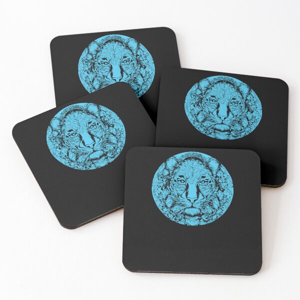 Item preview, Tiger Head Round - Light Blue designed and sold by Soulemotion.